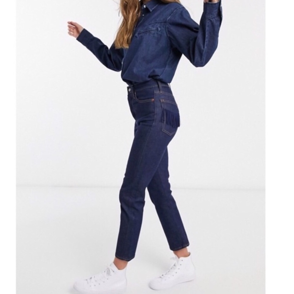 NEW Free People Levi’s Wedgie Fit Western Fringe